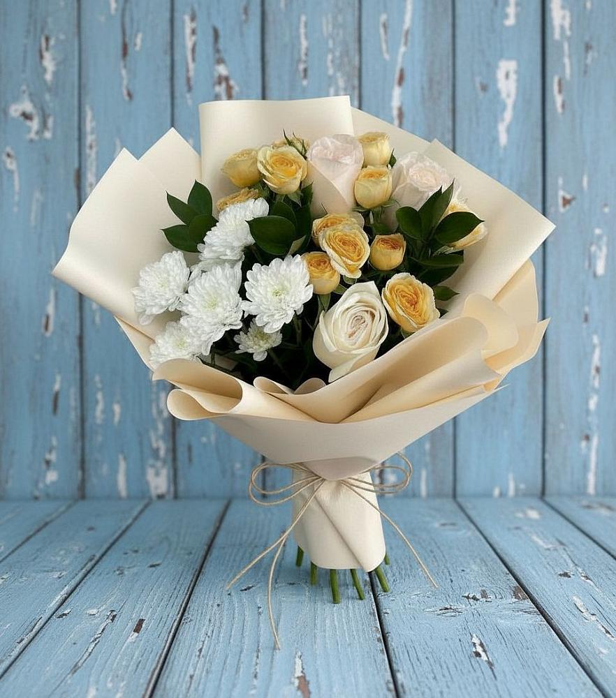 Букет цветов из: Розы и Хризантемы в Лесной Кировской области