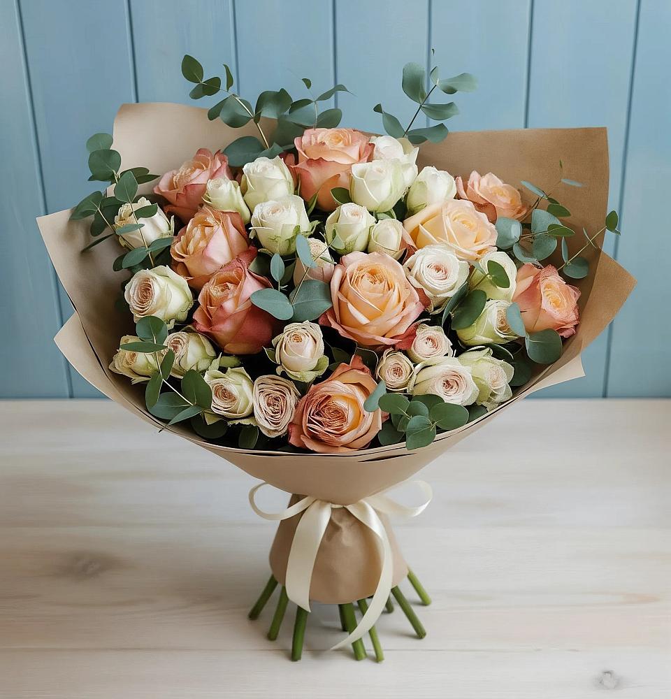 Букет цветов из: Альстромерии и Розы в Лесной Кировской области