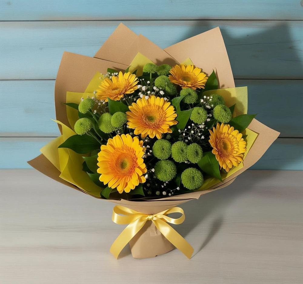 Букет цветов из: Герберы и Хризантемы в Лесной Кировской области