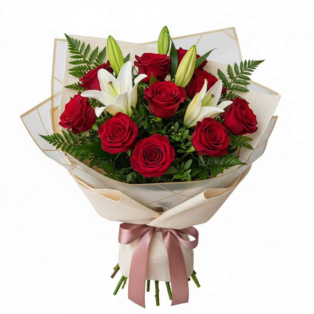 Букет цветов из: Лилии и Розы в Лесной Кировской области