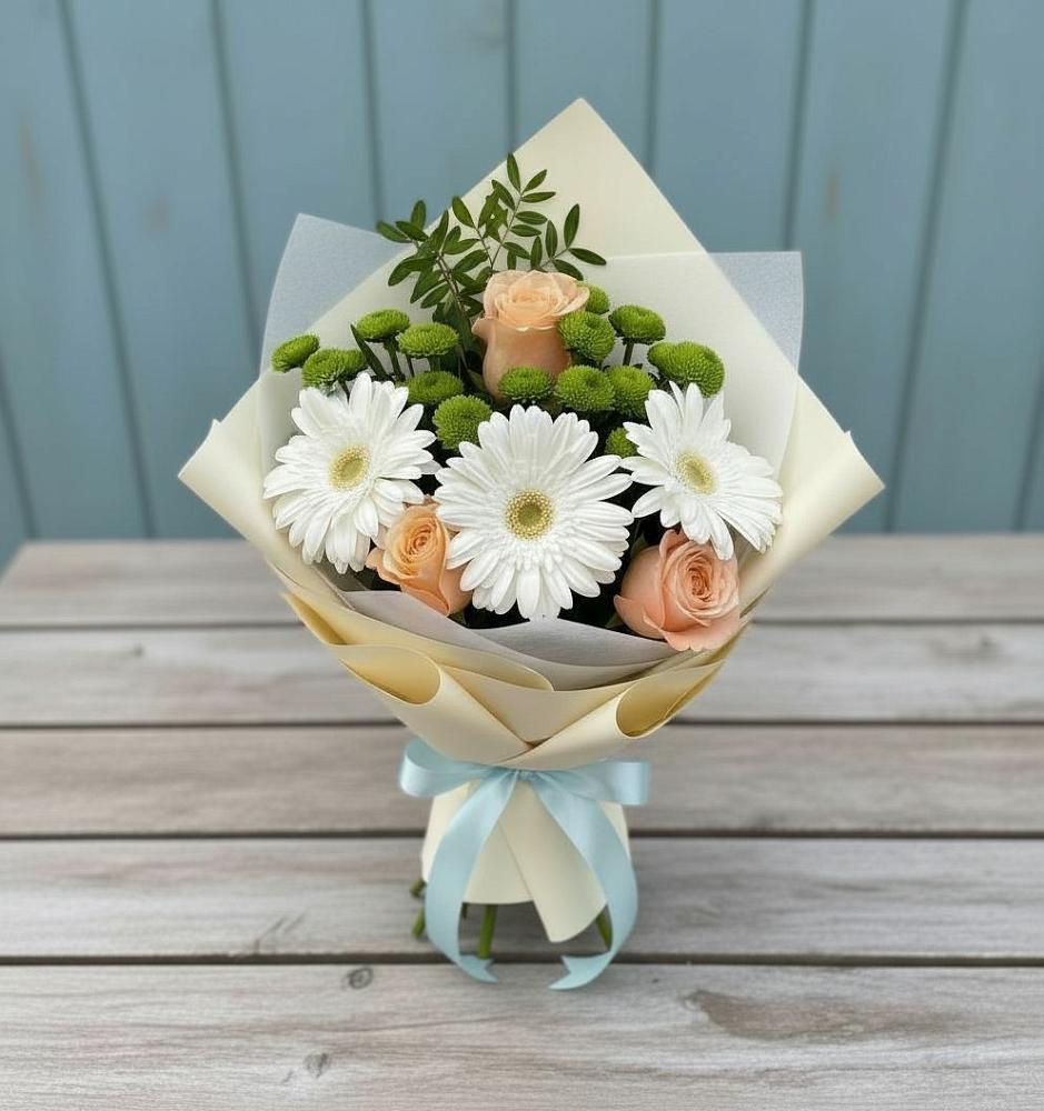 Букет цветов из: Герберы, Розы и Хризантемы в Лесной Кировской области